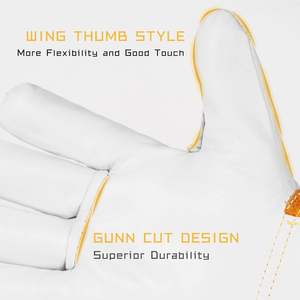 Gants TIG en cuir de chèvre de qualité supérieure, manchette en cuir de vachette pleine fleur avec doublure douce, haute dextérité - Product Image 3