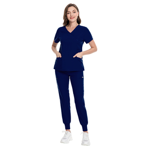 Custom Logo High Quality V-Neck <b>Scrub</b> <b>Sets</b> Unisex Medical Nurse Uniform Breathable Spa Beauty Salon Workwear with Zipper Pockets - Product Image 5