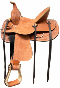 Selle de cheval western en cuir véritable faite à la main de qualité supérieure avec arceau en bois pour la course de barillets et la randonnée équestre en ranch - Product Image 3