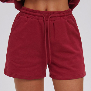 <b>Women's</b> Solid Purple High Waist <b>Shorts</b> Elastic Drawstring Casual Loose Fit Fleece Material Breathable Knitted Fabric - Product Image 5