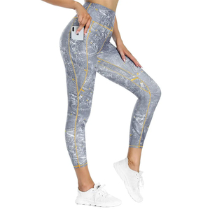 Vente en gros de 1 pièce de vêtements de yoga et de fitness pour femmes, capri de sport de haute qualité, impression personnalisée, léger, capri de sport pour femmes - Product Image 5