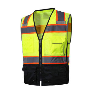 Gilet de sécurité respirant pour homme, best-seller, haute visibilité, logo personnalisé, 100% coton, imperméable, jaune orange, fermeture éclair - Product Image 1