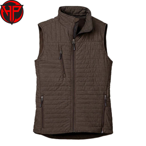 Women's Brown Quilted Vest With Stand Collar Zipper Closure Windproof Casual Outerwear Winter Wear Women Puffer Vest - Product Image 3