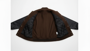 เสื้อแจ็คเก็ตเบสบอลวิทยาลัยแบบกำหนดเองสำหรับผู้ชาย ผ้าโพลีเอสเตอร์/คอตตอน สไตล์ลำลอง ปักลาย สตรีทแวร์ OEM - Product Image 3