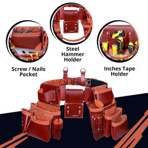 Cinturón de herramientas de cuero multifuncional y cómodo para trabajadores de la construcción, estilo personalizado con logotipo, color negro, venta al por mayor. - Product Image 6