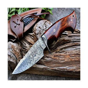 Couteau Bowie de chasse et de survie en acier Damas sur mesure ODM/OEM avec manche en bois pour le camping en plein air - Product Image 3