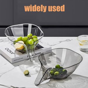 Modern Clear Plastic Vegetable Washer Bowl with Side Spout Drain System - Product Image 4