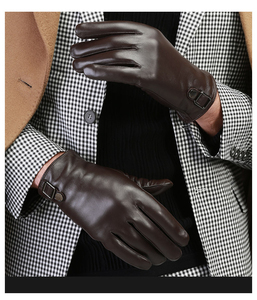 Gants en cuir noir pour hommes avec sangle de poignet réglable pour une utilisation tactique en extérieur - Product Image 2