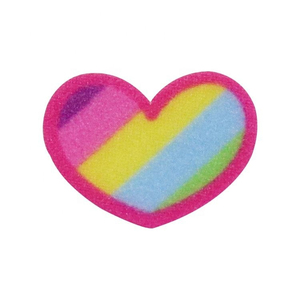 Parche Termoadhesivo en Forma de Corazón con Rayas Arcoíris y Purpurina, Aplique de Fieltro No Tejido para Regalos - Product Image 1