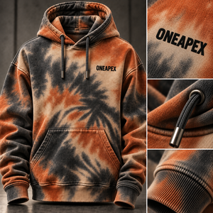 Custom <b>Orange</b> Black Tie Dye Hoodie <b>Men's</b> Pullover <b>Sweatshirt</b> Streetwear Hooded <b>Sweatshirt</b> With Logo - Product Image 2