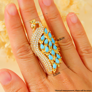 Anillo de Cisne con Circonitas de Moda de Dubái, Chapado en Oro de 21k, Anillos de Cobre para Novia con Diseño de Pavo Real, Joyería para Mujer para Fiestas - Product Image 6