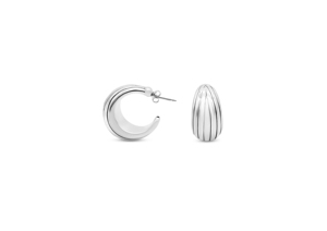 Boucles d'oreilles en forme de C à dôme cannelé - Product Image 1
