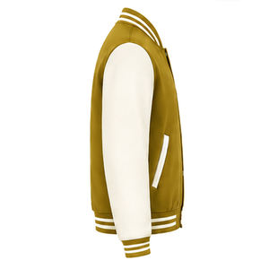 <b>Men</b> Varsity <b>Jacket</b> Olive Green <b>White</b> Sleeve Solid Color Casual Turn-down Collar Button Closure Autumn Wear Hot selling Wholesale - Product Image 4
