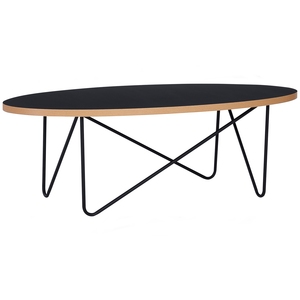 Table basse scandinave noire avec pieds en acier robustes et plateau en MDF pour l'ameublement de la maison - Product Image 1