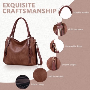 Best Top Seller AZORES SPORTS Women <b>Soft</b> Genuine <b>Leather</b> Durable Zipper Closure Shoulder <b>Bag</b> Outdoor Pocket Vintage Large - Product Image 3