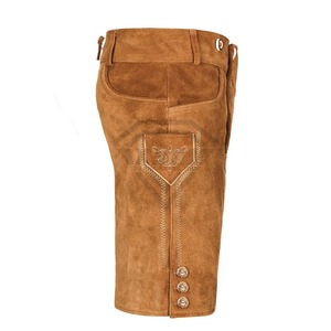 Shorts en cuir véritable pour hommes, style bavarois, respirants, avec bretelles, tenue traditionnelle allemande Trachten – Meilleur design élégant - Product Image 3