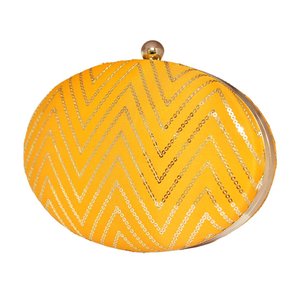 Yellow Embroidered Oval <b>Clutch</b> Bag Luxury <b>Wedding</b> Evening Handbag for Women Occasions - Product Image 2