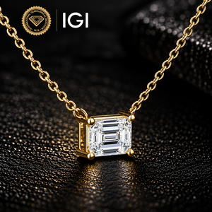 จี้เพชรทรงเอเมอรัลด์คัท เพชรเลี้ยงในห้องปฏิบัติการ ทองคำแท้ 14K DEF VVS รับรองโดย IGI สร้อยคอเพชรเม็ดเดี่ยวสำหรับวันครบรอบ เครื่องประดับชั้นดี - Product Image 3