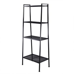 Libreria nera a 4 ripiani con scala multifunzionale a forma di scala con supporto in metallo per fiori e scaffali per piante - Product Image 4