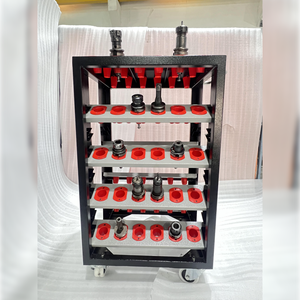 Industrial <b>Tool</b> Trolley For VMC And CNC Machines | <b>Tool</b> Storage Trolley | <b>Tool</b> <b>Holder</b> Trolley With Red <b>Tool</b> <b>Holders</b> On Wheels - Product Image 3