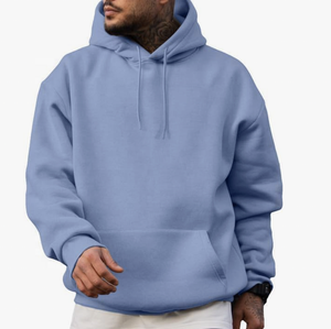 Sudaderas con capucha de gran tamaño de 100% gramos de algodón 380 para hombre con patrón sólido de hombro caído para la temporada de invierno - Product Image 1