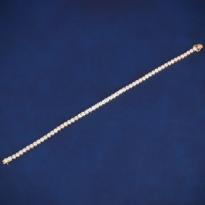 Premium Look trendy unisex gold plated tennis <b>bracelet</b> round cut moissanite diamonds 925 sterling <b>silver</b> tester pass best prong - Product Image 3