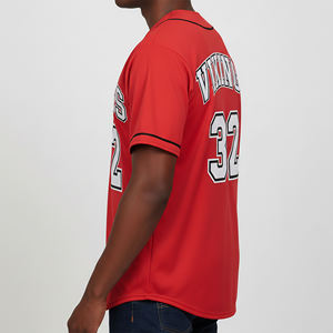 Maillot de baseball rouge pour homme Vikings, col en V, manches courtes, nom de l'équipe 32, imprimé, anti-humidité, coupe classique, toutes saisons - Product Image 2