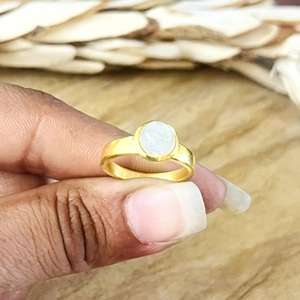 High Demand Boho Moonstone <b>Ring</b> Minimalist Brass Jewelry <b>Ring</b> for Women 18k Gold Plated <b>Dainty</b> Band <b>Ring</b> for Wholesale/OEM/ODM - Product Image 6