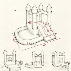 Casa Gonfiabile in PVC per Interni ed Esterni, Parco Giochi con Trampolino, Asilo Nido, Casa Giochi Residenziale, Parco Avventura per Casa e Giardino - Product Image 6