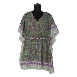 African Women Evening Gown Ethnic Dresses Women Short Kaftan Dresses KFCS140 Best Hand Block Print Manufacturing Women's Dress - Product Image 6