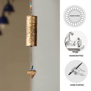 Campana de Viento Dorada de Hierro con Cuerda de Yute para Colgar en Balcón, Jardín o Decoración del Hogar, Sonido Ghantadi, Campanas de Viento OEM - Product Image 5