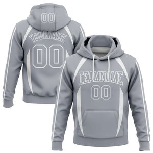 Sudadera con Capucha Personalizada para Hombre, Gris y Blanca, Sublimada, de Poliéster, Informal, Deportiva, para Otoño, con Diseño de Bolsillo para Nombre y Número - Product Image 3