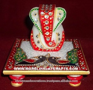Mármol Pianted ídolo Ganesh Chowki - Product Image 4