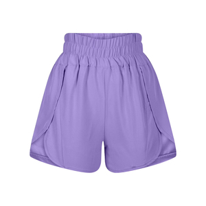 Purple Knitted Activewear Professional Quality Custom Printed Gym Shorts Women Performance Running Elastic Waistband Workout - Product Image 1