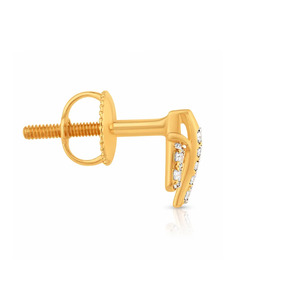 Boucles d'oreilles clous en diamant avec ligne rectangulaire dorée - Product Image 2