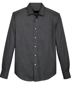 Camisa de Vestir para Hombre, Color Gris Claro, 100% Algodón Popelina, Manga Larga, Cuello con Botones, Color Sólido, Formal, Transpirable, para Primavera, Disponible en Stock - Product Image 4