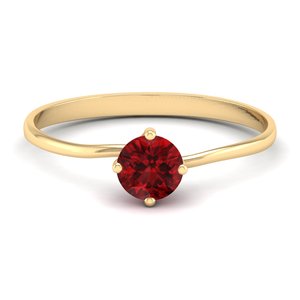 Anillo de compromiso de oro macizo de 14K con granate de 0.5 quilates de corte redondo y diamantes para mujer, precio mayorista de fábrica REYES - Product Image 6