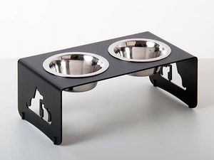 Accesorios, estación de alimentación de diseño para mascotas, soporte para tazón de mascotas con acabado dorado, solución de alimentación elevada para mascotas, tazón de cerámica moderno para perros - Product Image 4