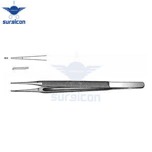 Suturing Micro Forceps <b>12</b> cm / 4-3/4 Inch Straight with 0.3 mm Tip and 1:2 Teeth Stainless Steel Microsurgical Instrument - Product Image 2