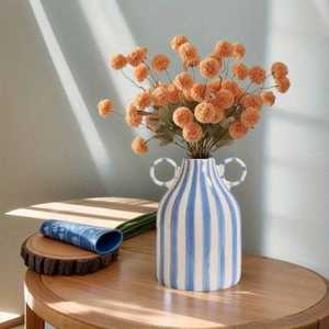 Ensemble de vases en céramique pour table, design minimaliste, émaillés, faits à la main, vert, bleu, orange, 8-16 pouces - Product Image 4