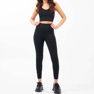 Women's 2 Piece Streetwear Sportswear Set Solid Color Knitted Breathable Sleeveless <b>Crop</b> Top High Waist <b>Leggings</b> Full Length - Product Image 1