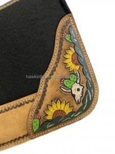 Selle de cheval western de qualité supérieure, conçue sur mesure, coussin en feutre de laine avec patch en cuir - Product Image 3