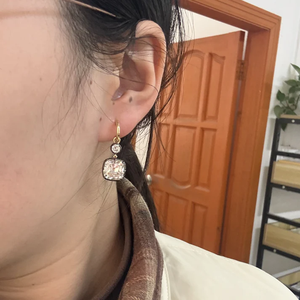 14K Yellow Gold Cushion Cut Lab Grown Diamond Hoop Earrings 5.0 CT Each <b>Large</b> Statement Diamond Hoops Luxury Bridal Jewelry <b>Gift</b> - Product Image 5
