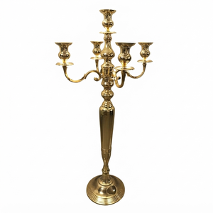 High Quality <b>Gold</b> 5-Arm <b>Candelabra</b> Durable Home Decoration Classic Design Metal Candlestick Holder - Product Image 1