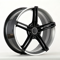 Vente Flash - En Stock - Jantes en Aluminium Forgé 21 Pouces 5x130 Noir avec Bordure Argentée Cinq Branches pour Porsche Taycan