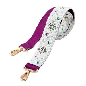 Correa de bolso con bordado floral hecho a mano y cuentas, para bolso de mano, bolso tipo tote, bolso bandolera, correa desmontable para bolso, artículo decorativo elegante. - Product Image 1