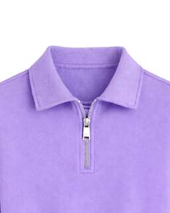 Sudadera Corta Personalizada de Lavanda para Mujer con Cierre de Cremallera, Estilo Casual, con Cordón Ajustable en el Bajo, de Forro Polar Suave de Algodón y Poliéster - Product Image 5