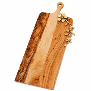 Planche à fromage de luxe en bois d'acacia avec poignée, incrustation en métal doré corail, plateau de service pour charcuterie, idéal pour mariage, fête, décoration intérieure - Product Image 5
