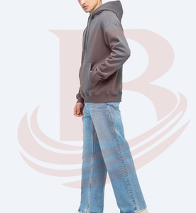 <b>Mens</b> Hooded Sweatshirt Regular Fit Cotton French Terry Casual Long Sleeve Solid Color Autumn Wear with Front Pocket - Product Image 2
