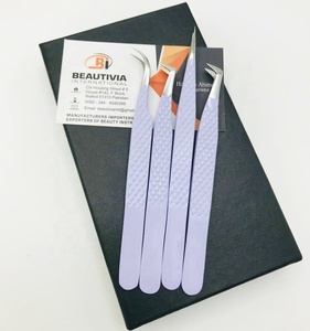 Meilleure vente pince à épiler en diamant violet clair Cils professionnels avec logo personnalisé en acier inoxydable pointus testés à la main - Product Image 6